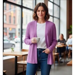 Old‎ Navy Womens Purple Ribbed Open Front Cardigan Sweater XXL